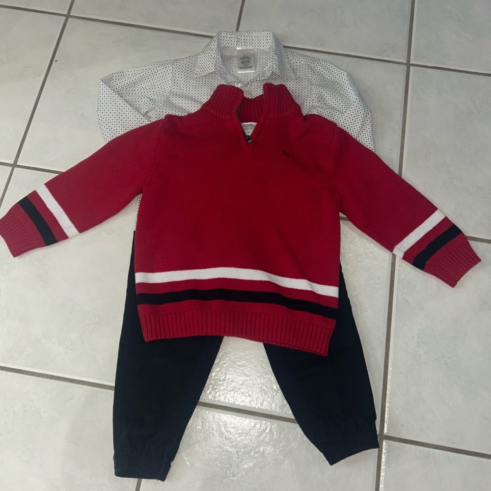 Calvin Klein Red and White Kids Sweater